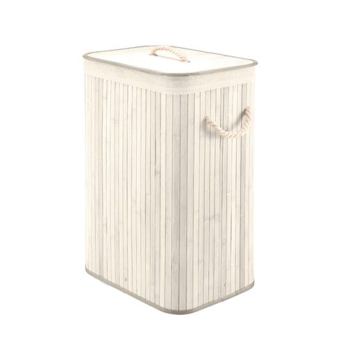 Cesta de Bambú Blanca Rectangular 40 x 30 x 60 cm.