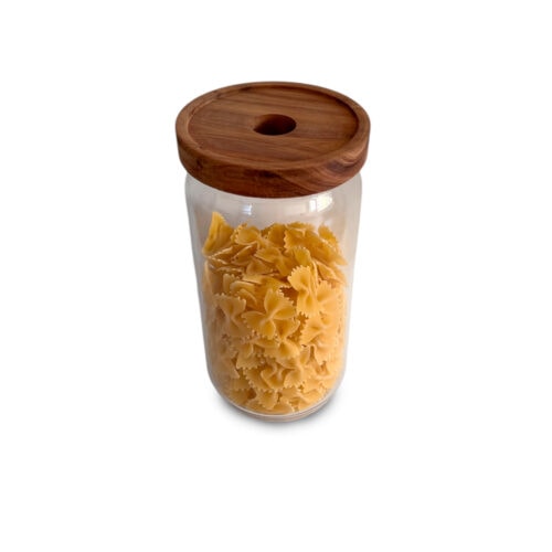 Frasco de Vidrio con Tapa de Madera 800ml