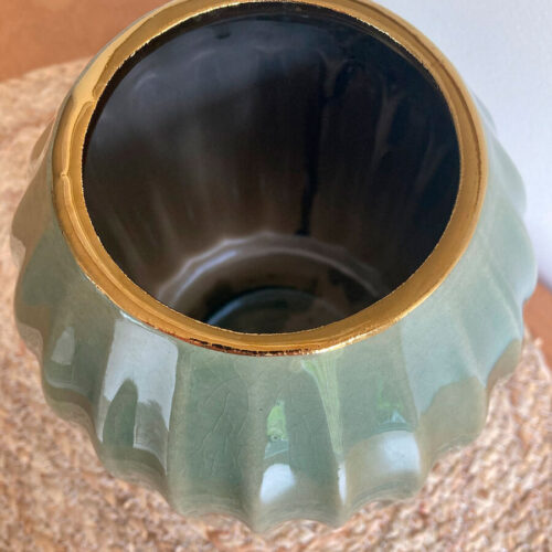 Florero Céramica Verde 14 x 19,5 x 14 cm. - Imagen 5