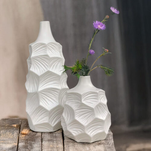 Florero Céramica Blanco 12 x 25 x 12 cm. - Imagen 3