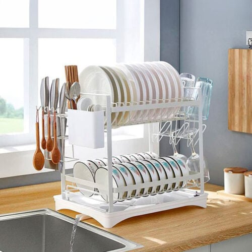 Escurridor de Platos 2 Niveles con Bandeja y Drenaje - Imagen 3